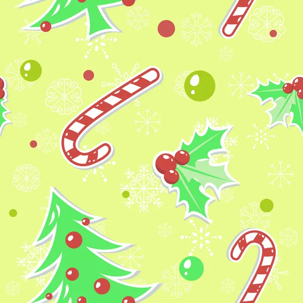 Seamless pattern with cute cartoon Christmas tree — Stock Vector