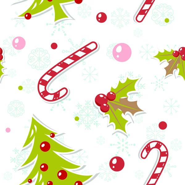 Naadloze patroon met cute cartoon kerstboom — Stockvector