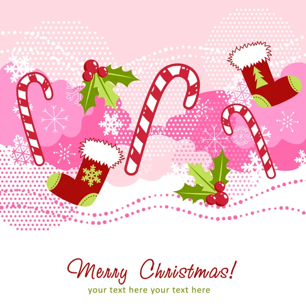 Ornate Christmas card with xmas stocking — Stock Vector