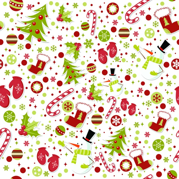 Sevimli çizgi Noel mittens, şeker kamışı ile Seamless Modeli,.. Vektör Grafikler