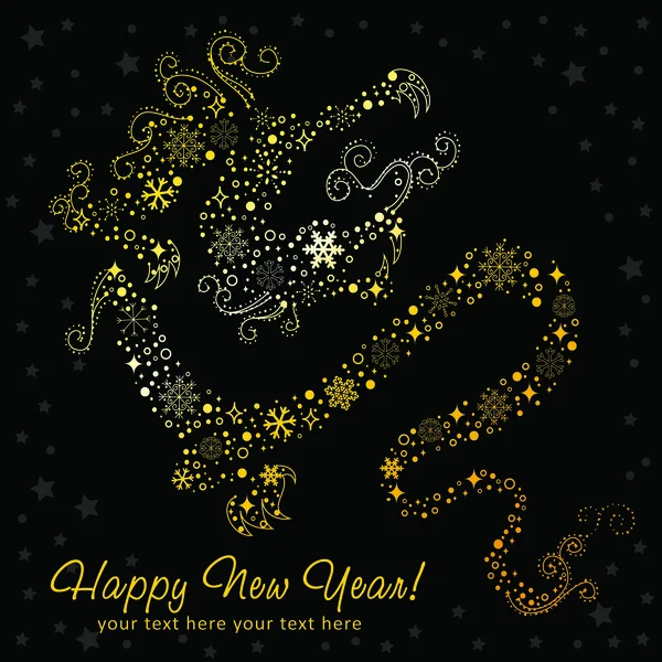 Nouvel An chinois décoré de Dragon stylisé — Image vectorielle