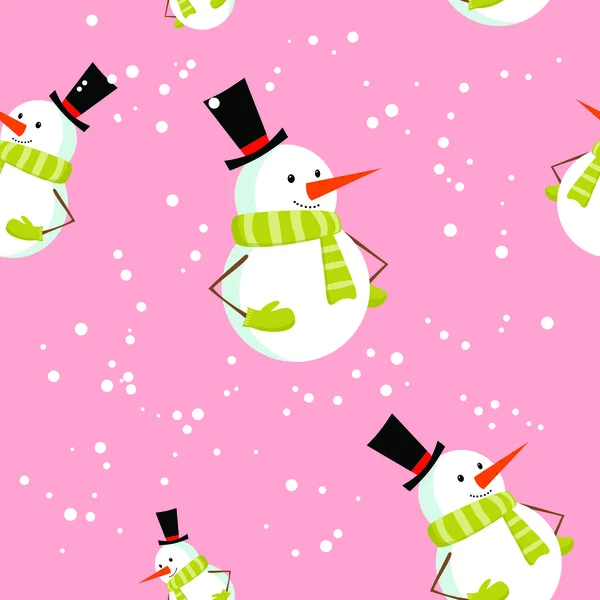 Χωρίς ραφή πρότυπο με χαριτωμένο κινούμενα Χριστούγεννα χιονάνθρωπος — Διανυσματικό Αρχείο