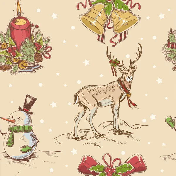 Creativo senza cuciture texture disegnata a mano di Natale — Vettoriale Stock