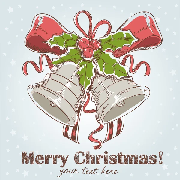 Jingle bells ile Noel elle çizilmiş kartpostal — Stok Vektör