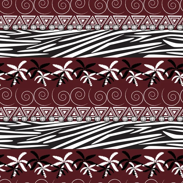 シマウマの皮とヤシの木を持つアフリカ スタイルのシームレスなパターン — ストックベクタ