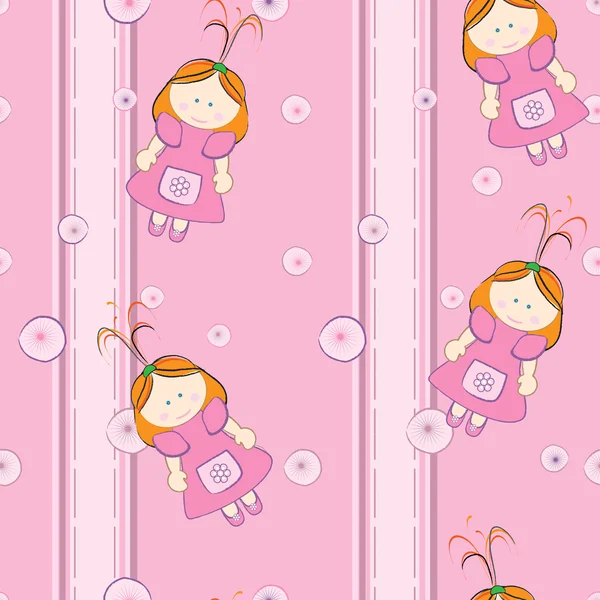 Background with cute doll pattern — Stock Vector