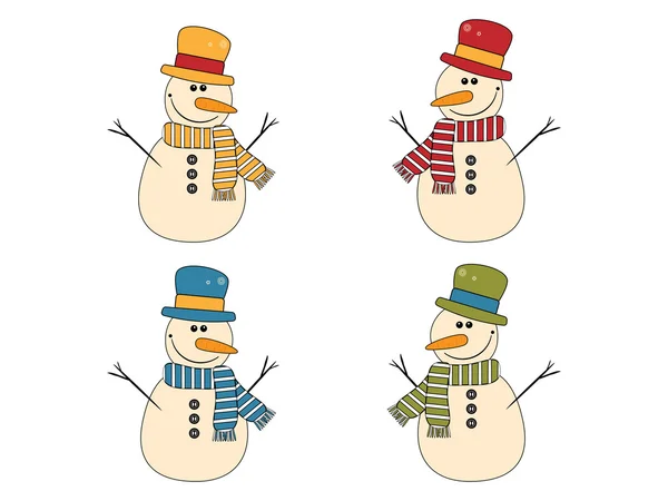 Set con muñeco de nieve divertido — Vector de stock
