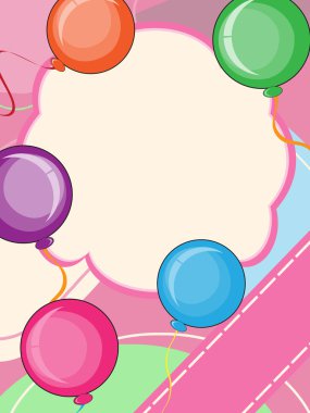 Invitation card with happy balloons clipart