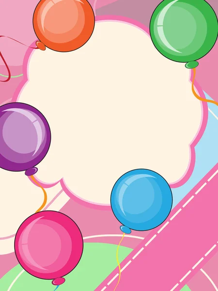 Tarjeta de invitación con globos felices — Vector de stock