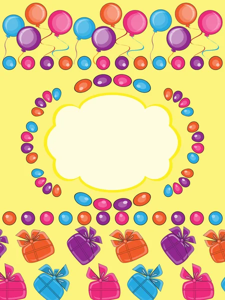Листівка запрошення з різнокольоровими кульками — стоковий вектор