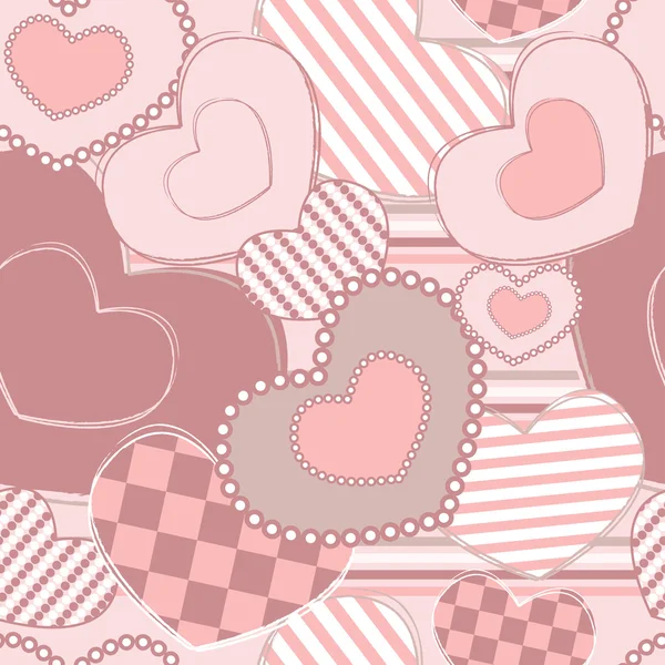 San Valentín motivos patrón sin fisuras con corazones — Vector de stock