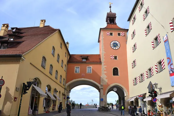Torre da ponte em Regensburg — Fotografia de Stock