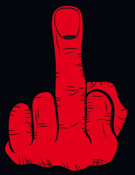 Red hand show fuck — Stock Vector