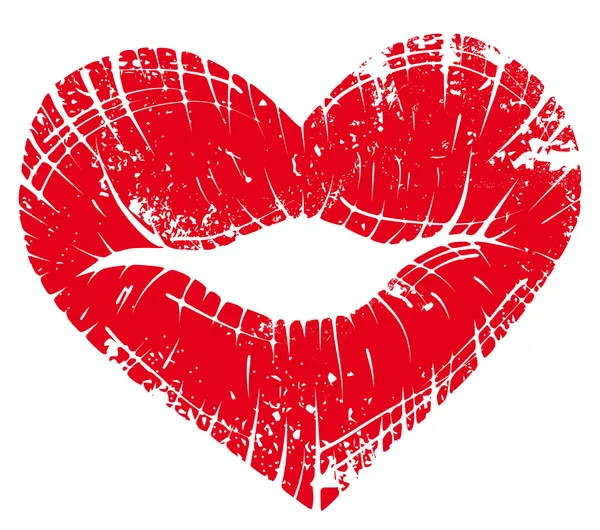 Coeur imprimé lèvres — Image vectorielle