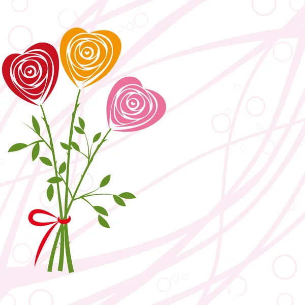 Fondo de flores con rosa como corazón . — Archivo Imágenes Vectoriales