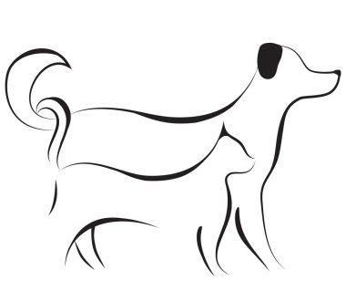 Cat and dog sketch vector clipart