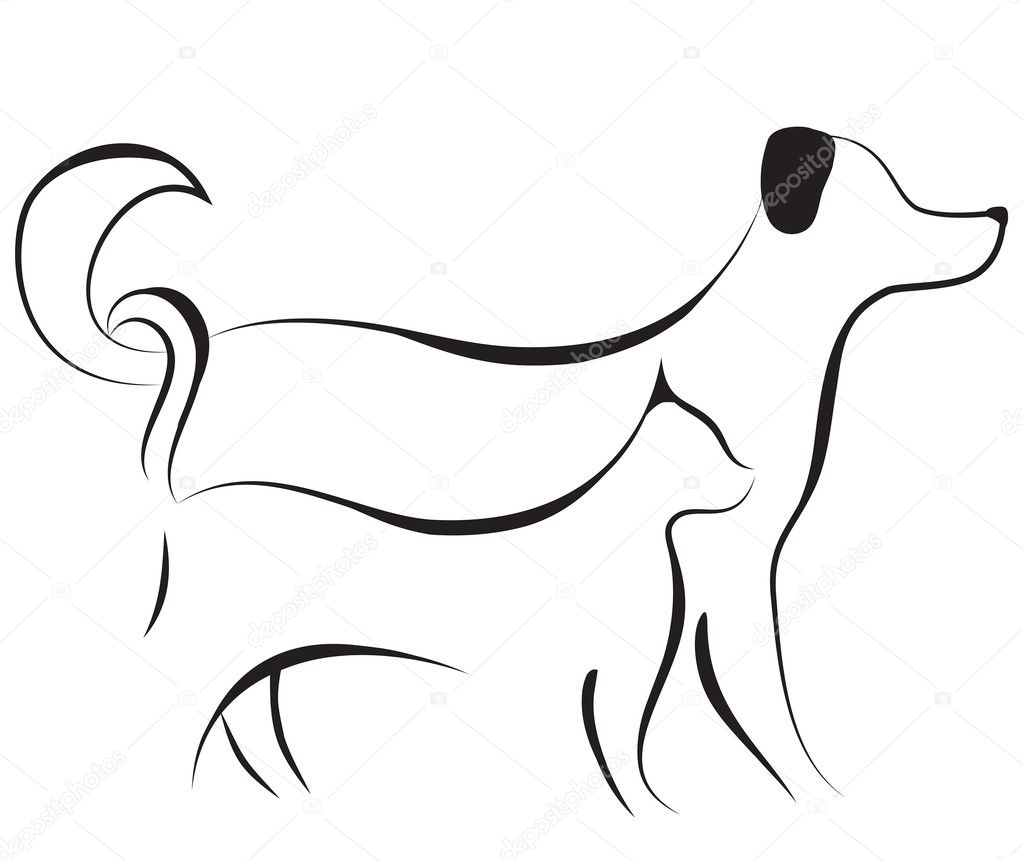 Cat and dog sketch vector