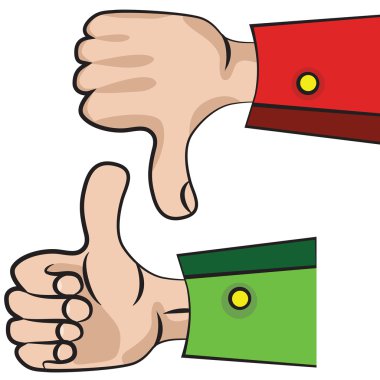 Hand gesture with thumb up. clipart