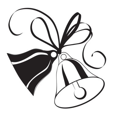 Bell sketch for Christmas or wedding with bow clipart