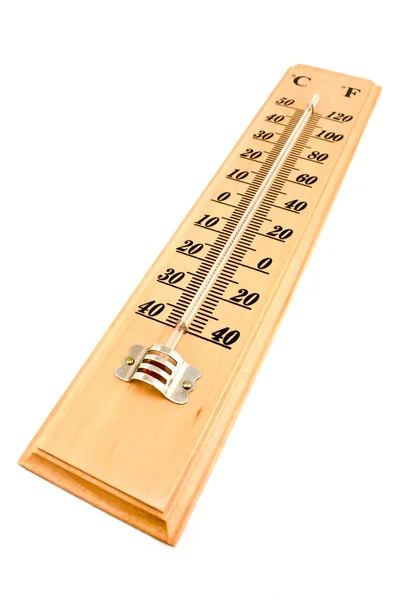 Termometro Celsius fahrenheit in legno — Foto Stock