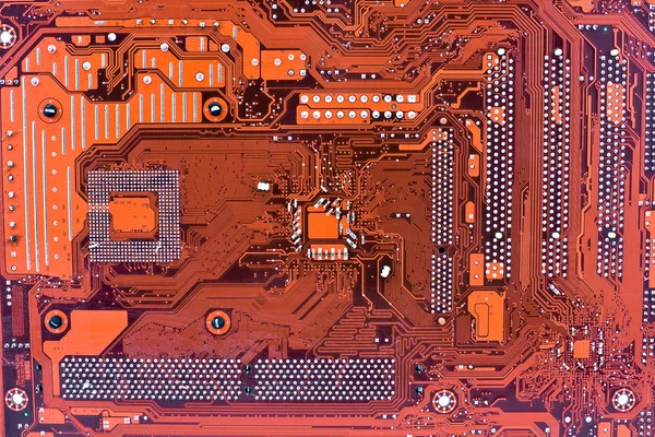 Red placa de circuito informático — Foto de Stock