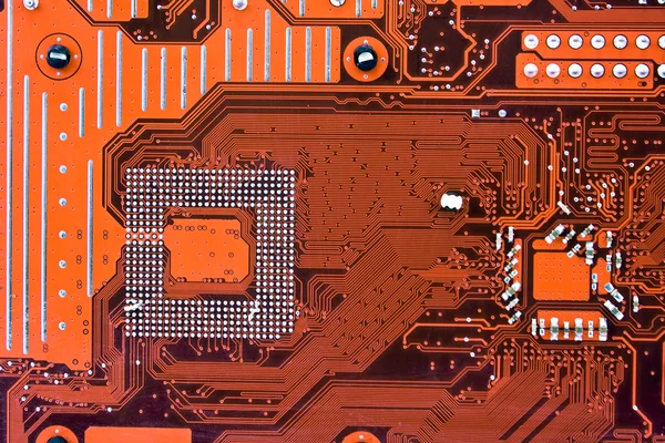 Close up van rode computer circuit bord — Stockfoto