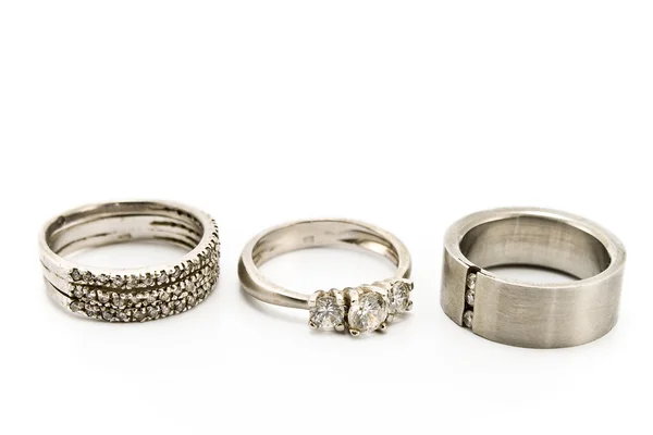 Drie zilveren ringen — Stockfoto
