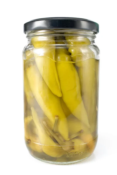 Hot chilli peppers in jar — Stock Photo, Image