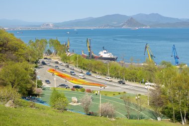 Town Nakhodka. View of the gulf clipart