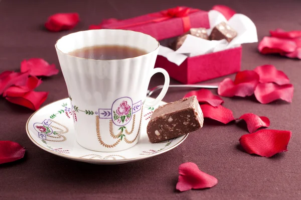 Tea and chocolate — Stock Photo, Image