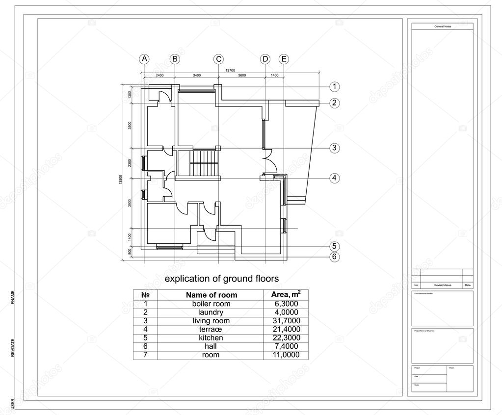 Construction drawing of a house. Vector illustration — Stock Vector ...