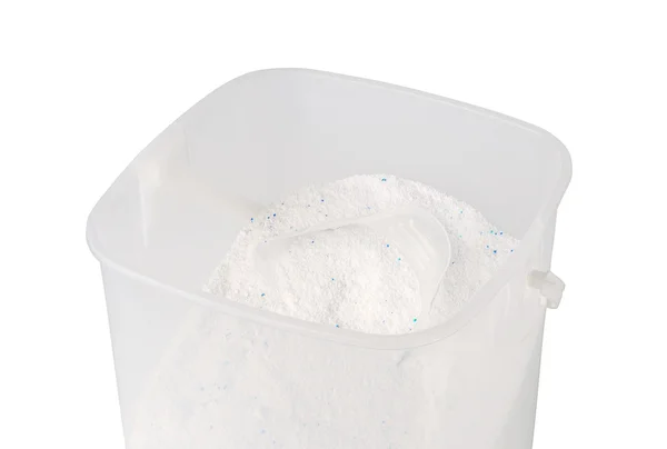 Plastic container with washing powder — Stock Photo, Image