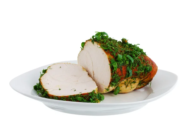 Grilled turkey breast on plate Royalty Free Stock Photos