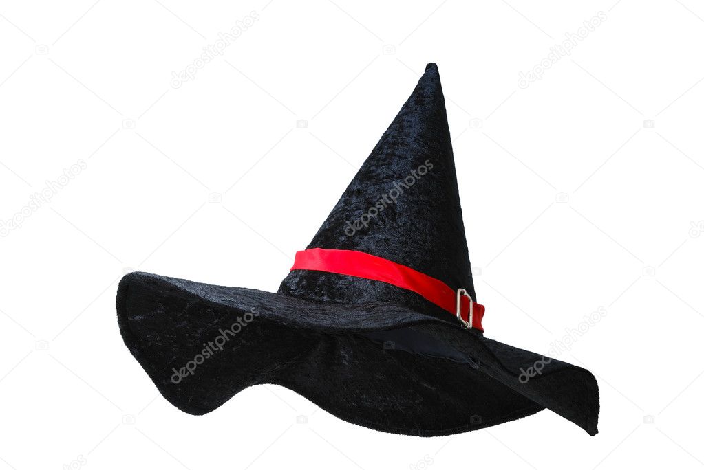 Black witch hat with red strip