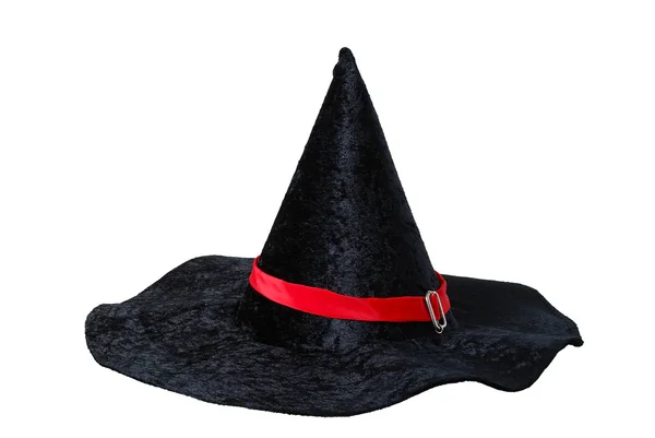 Zwarte kegel hoed met rood reep — Stockfoto