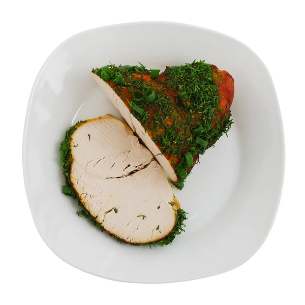 Sliced roasted turkey breast on plate — Stock Photo, Image