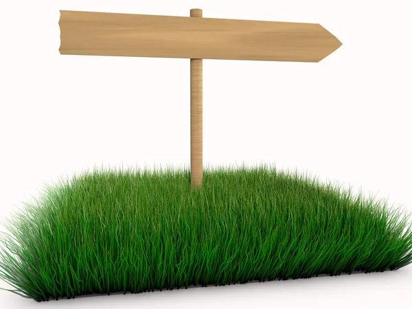 Wooden sign on Grass — Stock Photo, Image