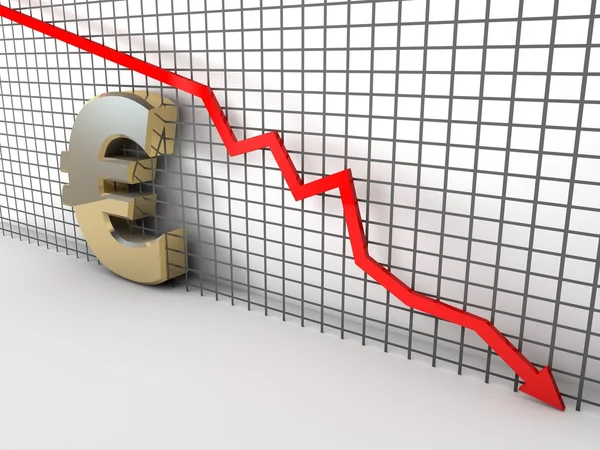 Euro graf jít dolů — Stock fotografie