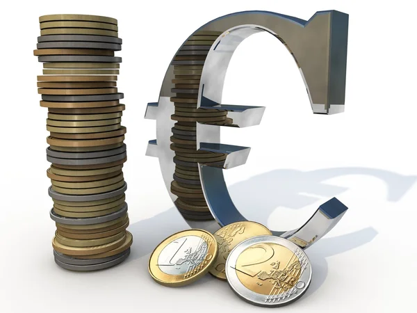 Euron med mynt — Stockfoto