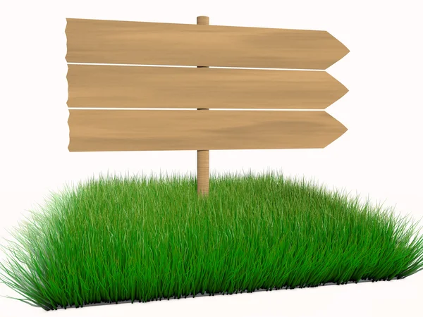 Wooden sign on grass — Stock Photo, Image