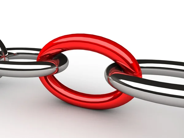 Chain with red link — Stock Photo, Image
