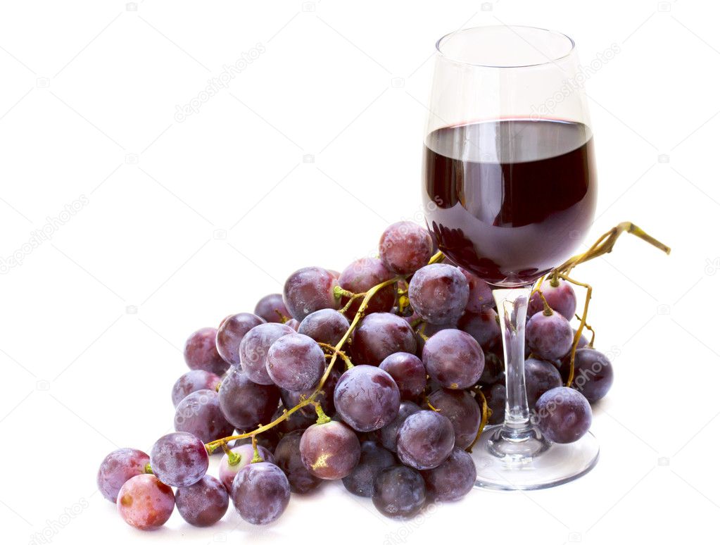 Red grape with glass of wine