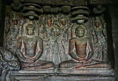 Buddhist statue in Ellora Caves clipart