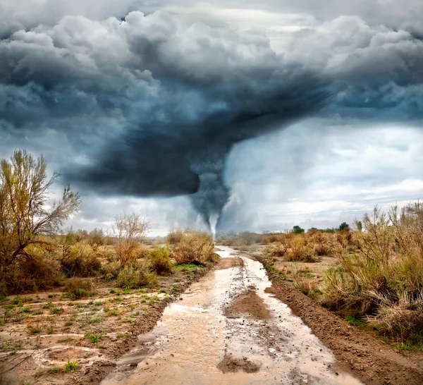 Hurricane and Flooded road — Stock Photo, Image
