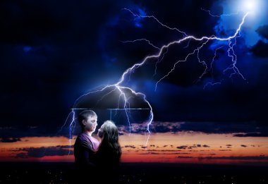 Lighting strikes couple clipart