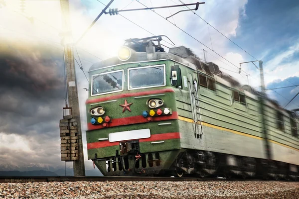 stock image USSR electrical green train with star