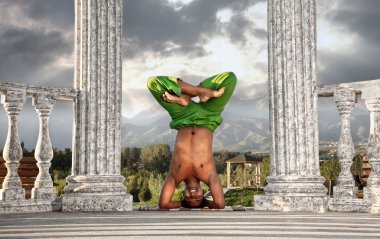 Yoga head stand lotus pose clipart