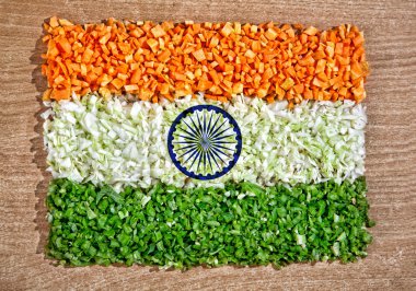 Indian flag from chopped vegetables clipart