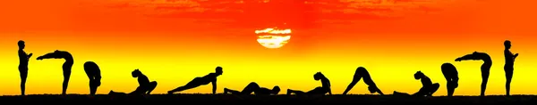 Stock image Steps of Yoga surya namaskar sun salutation