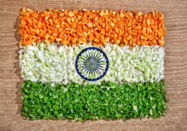 Indian flag from chopped vegetables — Stock Photo, Image